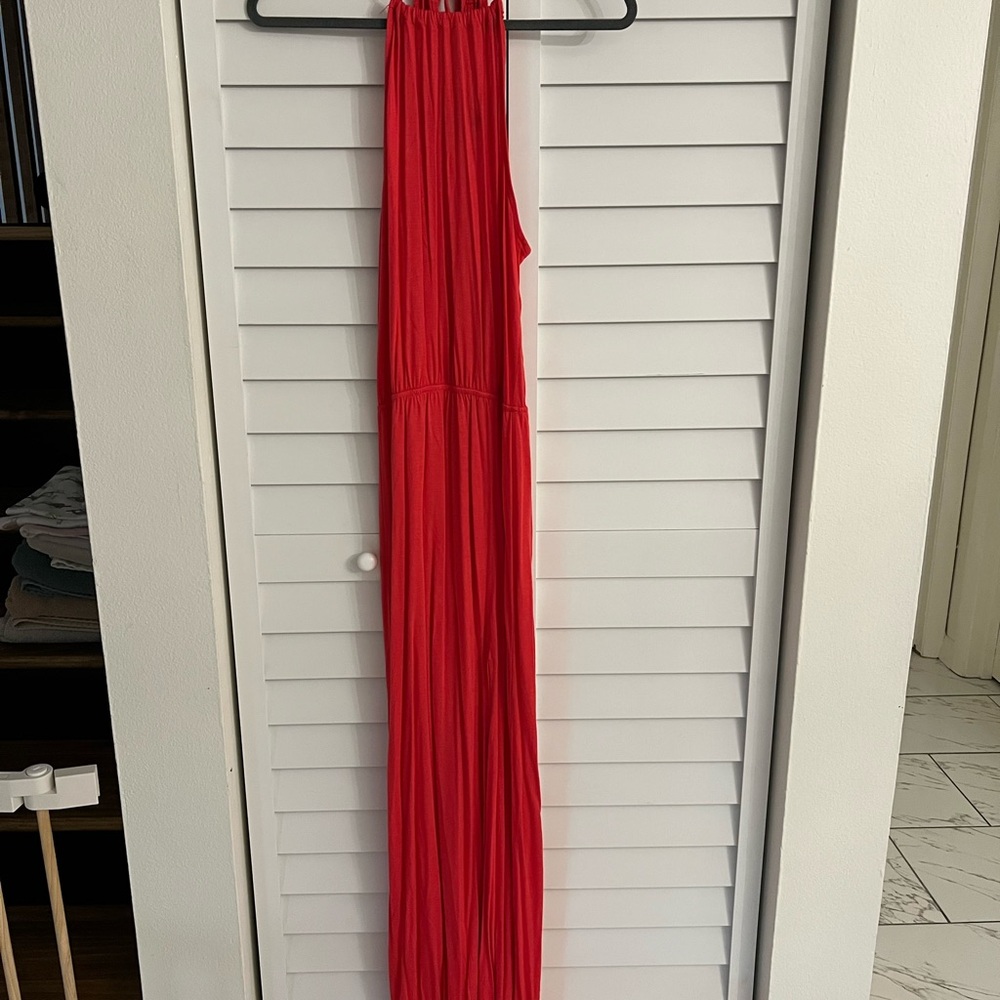 Red Women's Maxi Skirt - Sleek Gathered Waist